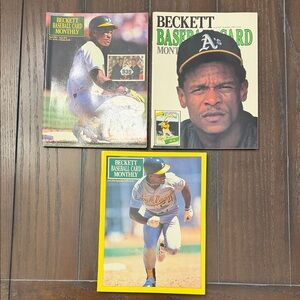 Baseball Card Monthly Magazine Trio - Green, Yellow, Gray